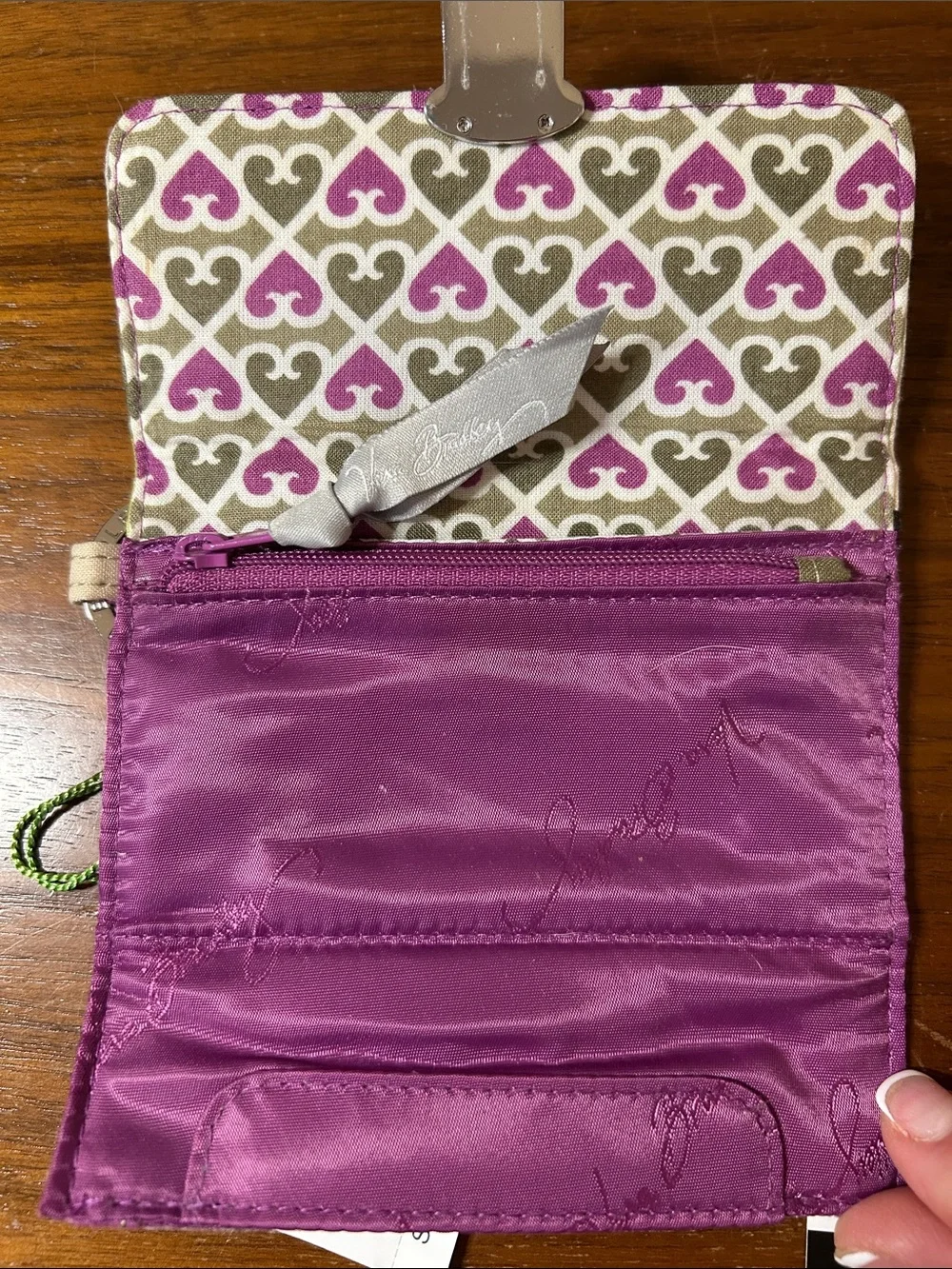 Vera Bradley Quilted Floral Wallet in Pink, Lime & Cream scan and go card slot - Picture 9 of 15